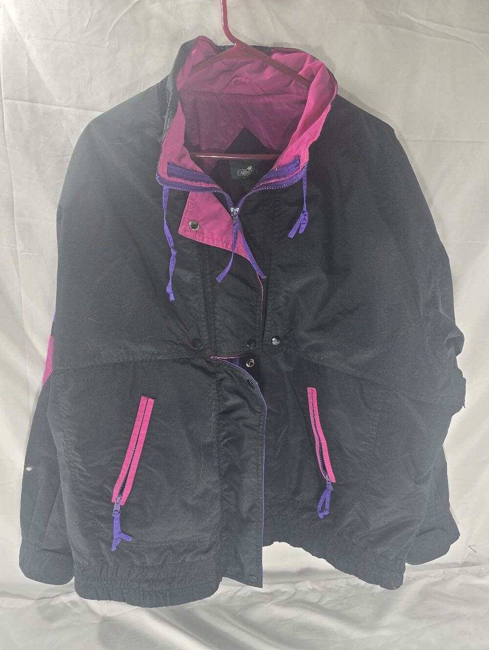 Vintage Cabin Creek Windbreaker Jacket Womens 2X Black Pink Purple 90s Retro